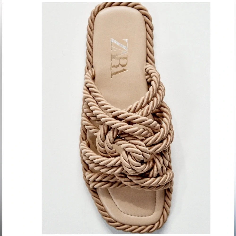 Zara Women's Tan Rope Sandals Size 40 - Picture 3 of 12